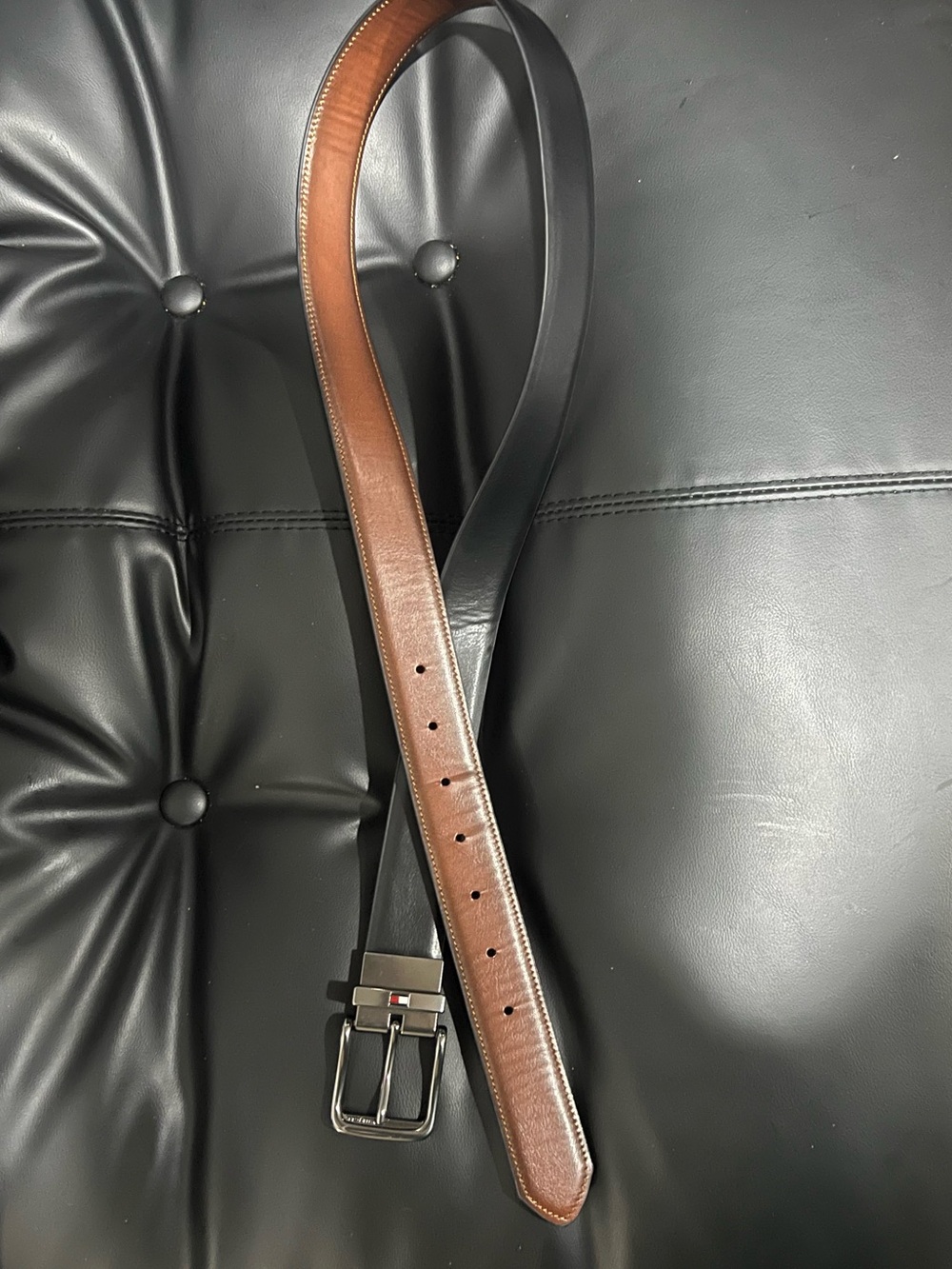 Men's Reversible Brown/Black Leather Belt - Classic Two-Tone Style